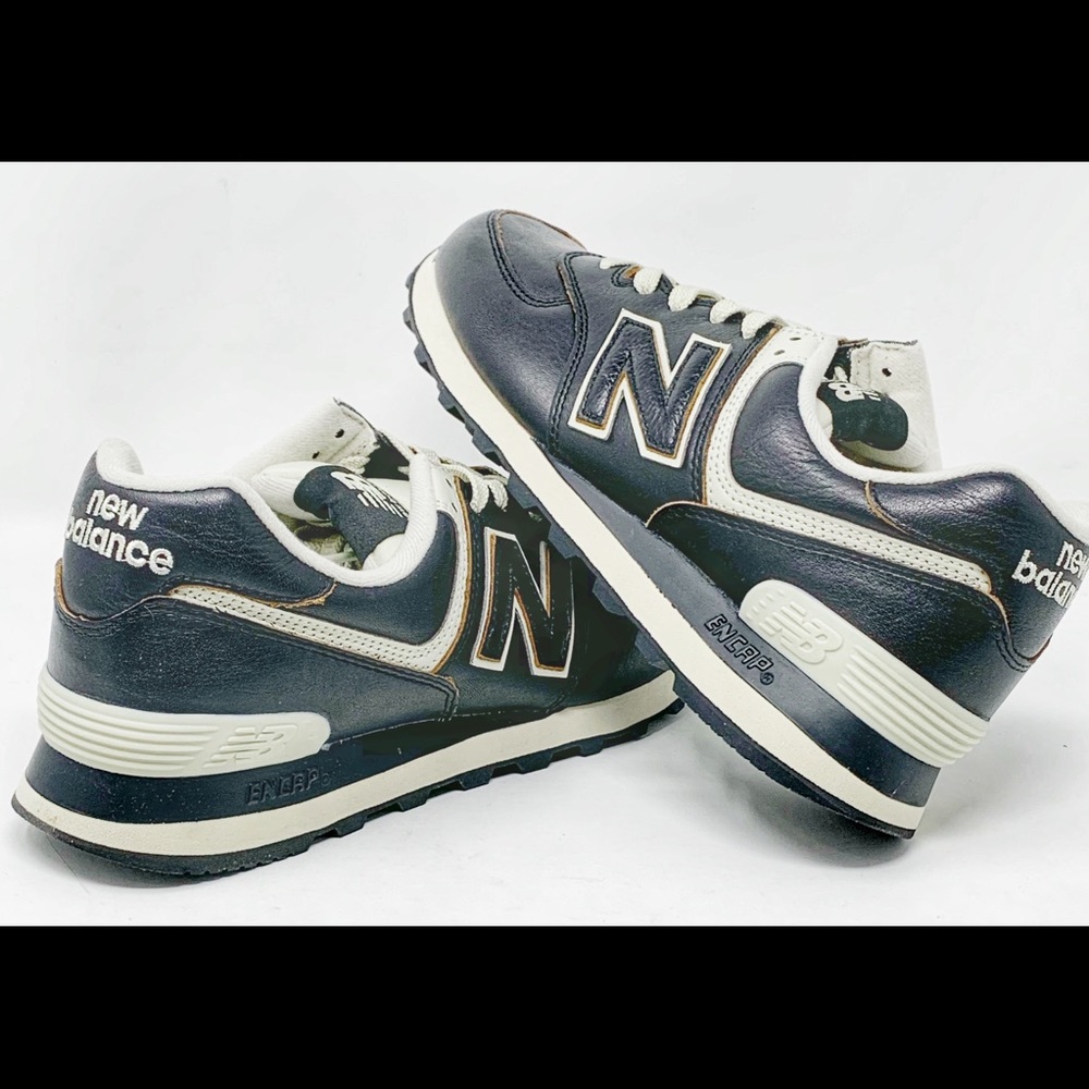 Brand new pair of New Balance 574 Black/Cream - Picture 7 of 9